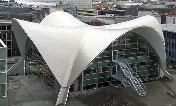 Pure Titanium cladding Tromso Library, Norway, Gunnar Haugen